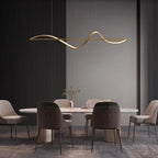 Zelin Pendant Light Wave Minimalist Designer, Metal, Brass/Black