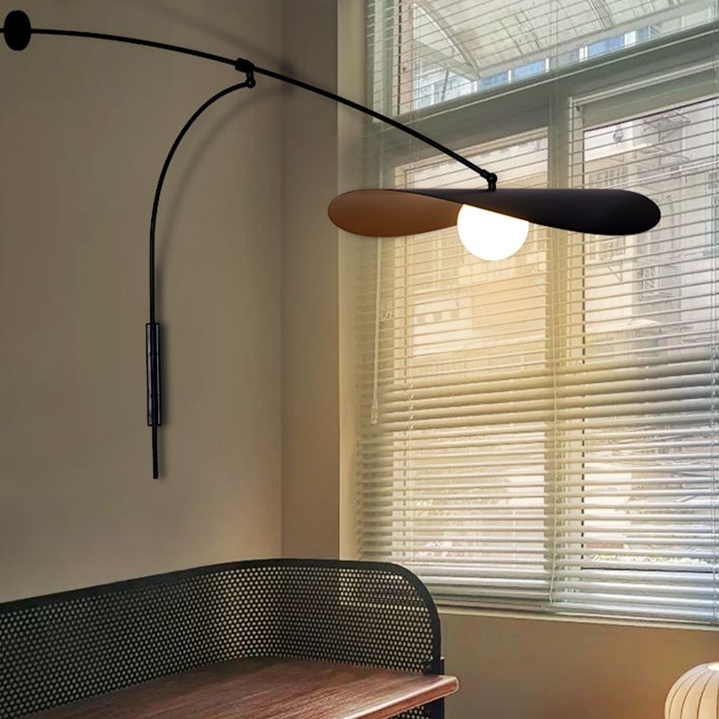 Arisha Arc Wall Lamp – Black & Gold Metal and Glass Sconce for Bedroom