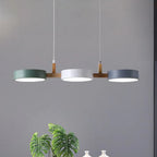 Aira Metal & Wood 3 Heads Circular LED Pendant Light