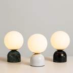 Lumea Marble Globe LED Table Lamp Modern Glass Ball Bedside Study Desk — Black White Green