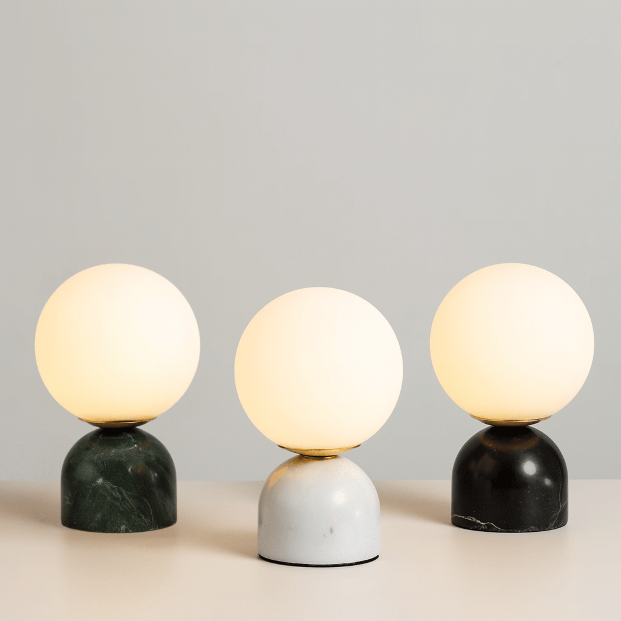 Lumea Marble Globe LED Table Lamp Modern Glass Ball Bedside Study Desk — Black White Green