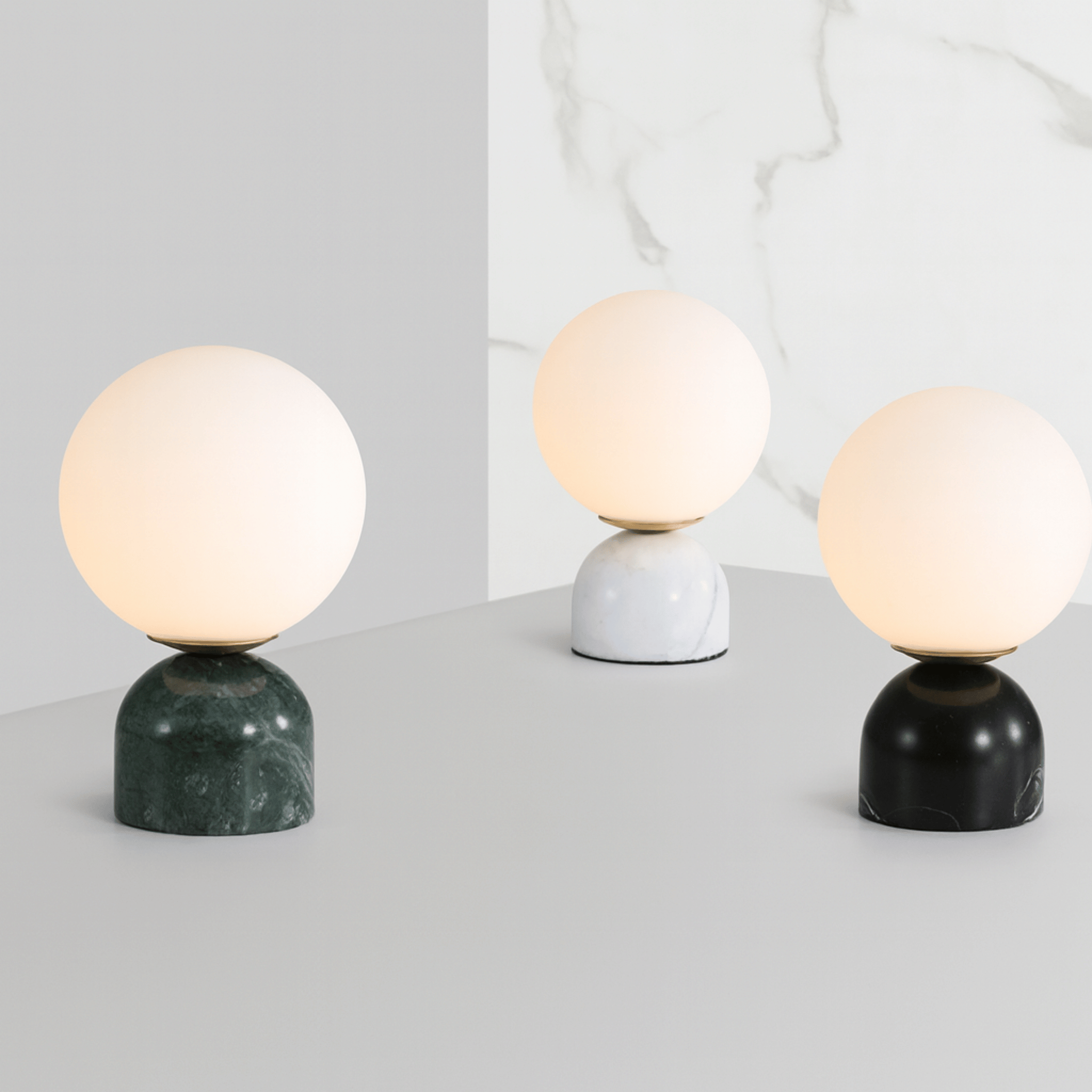 Lumea Marble Globe LED Table Lamp Modern Glass Ball Bedside Study Desk — Black White Green
