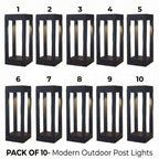 LED Bollard Garden Light Black Aluminum Square Landscape Pathway Hardwired — 31 Inch Sets