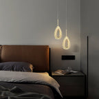 Gold Geometric Pendant Light LED 3-Step Dimming Oval Round Teardrop Bedroom Dining Room — 1 to 2 Lights