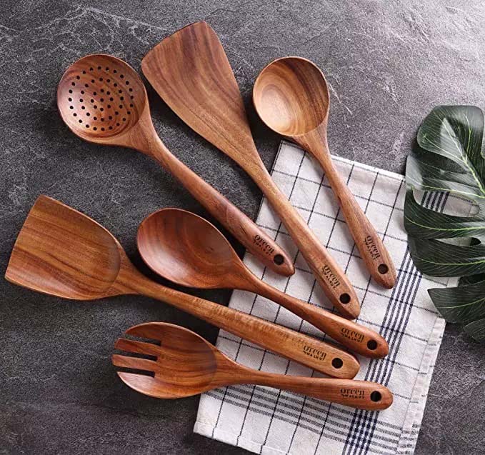 Wooden Acacia Kitchen Utensil - Set of 7