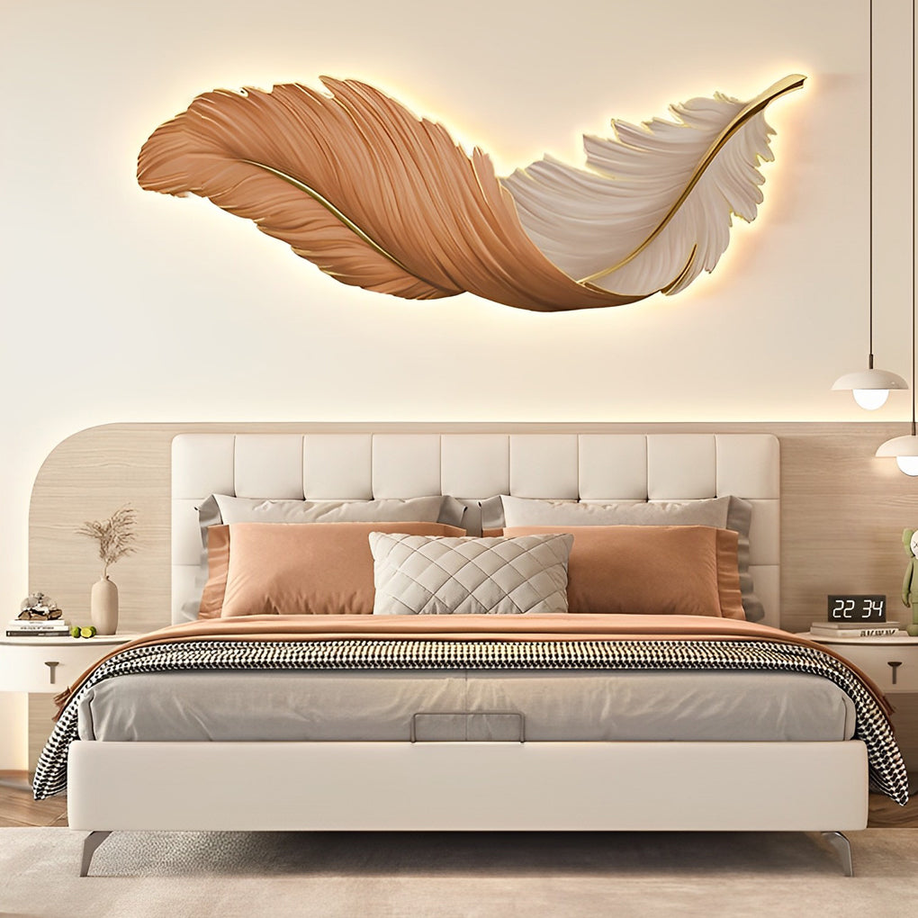 Feather Wall Lamp USB DC5V Remote Control LED Art Deco Bedroom Living Room