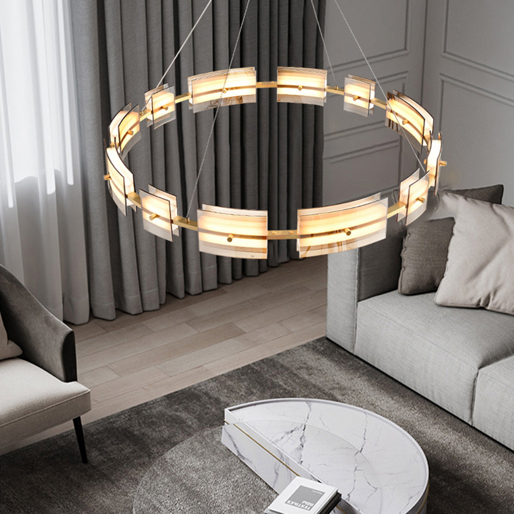 Arisha Minimalist Ring Metal Pendant Light,Black/Gold