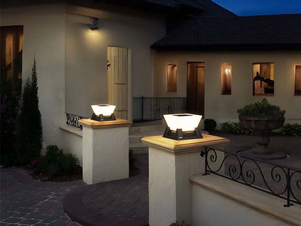 RIRZ NOVA Solar Post Light Modern Architectural LED Outdoor Pathway Garden — 28cm