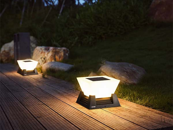 RIRZ NOVA Solar Post Light Modern Architectural LED Outdoor Pathway Garden — 28cm