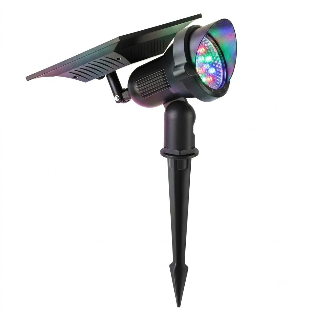 Solar Lawn Spotlights Adjustable Outdoor Tree Accent Light Aluminum — Warm White & RGB Sets