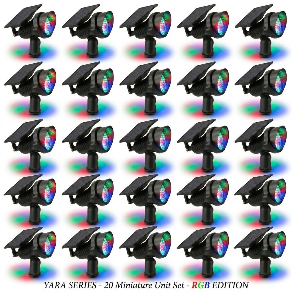 Solar Lawn Spotlights Adjustable Outdoor Tree Accent Light Aluminum — Warm White & RGB Sets