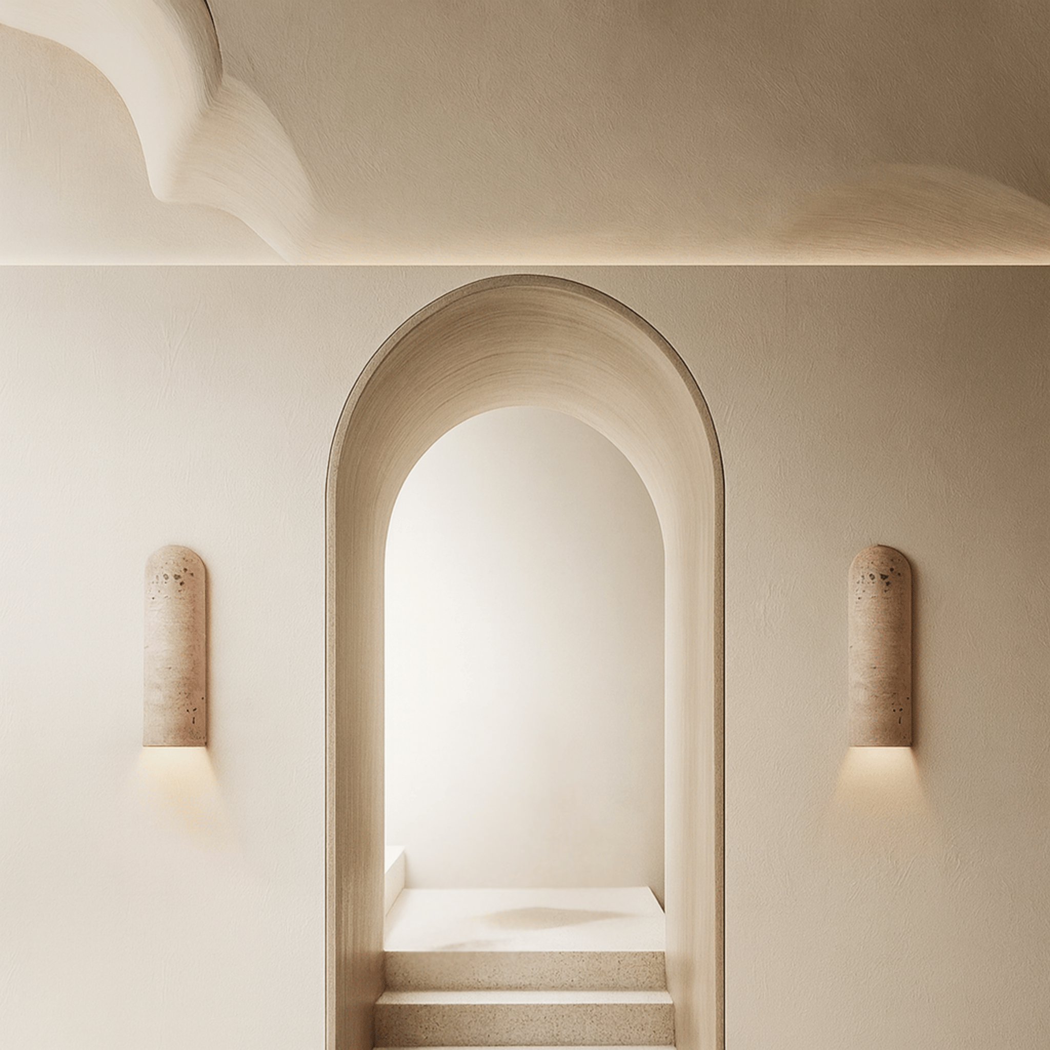 Lunara Natural Travertine LED Wall Lamp Minimalist Sconce Bedroom Living Room