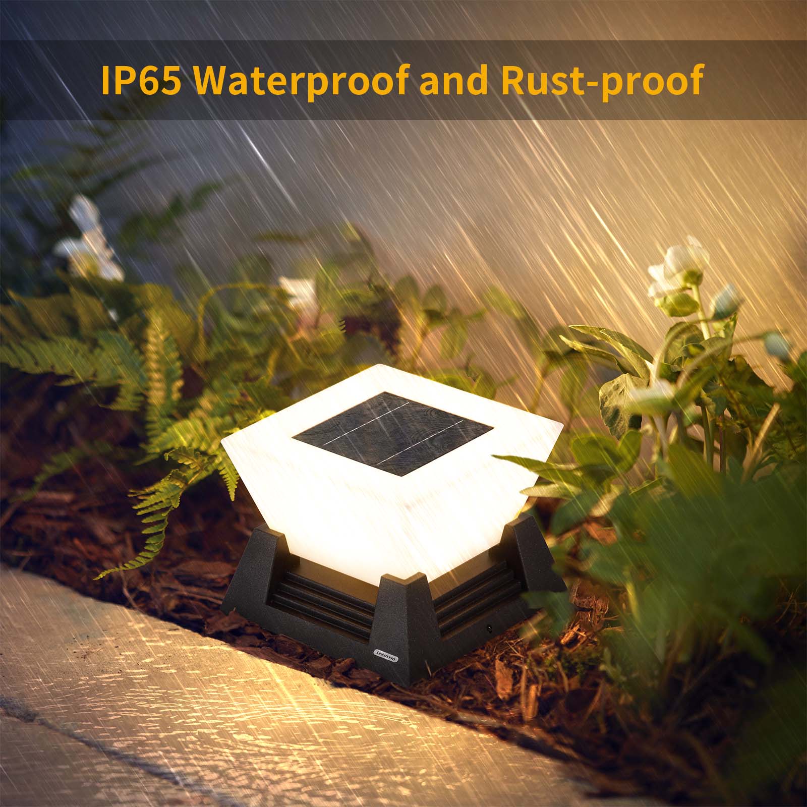 RIRZ NOVA Solar Post Light Modern Architectural LED Outdoor Pathway Garden — 28cm