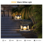 RIRZ LUCENT Solar Glass Post Light Modern Textured LED Outdoor Garden — 20cm 30cm