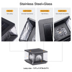 RIRZ LUCENT Solar Glass Post Light Modern Textured LED Outdoor Garden — 20cm 30cm
