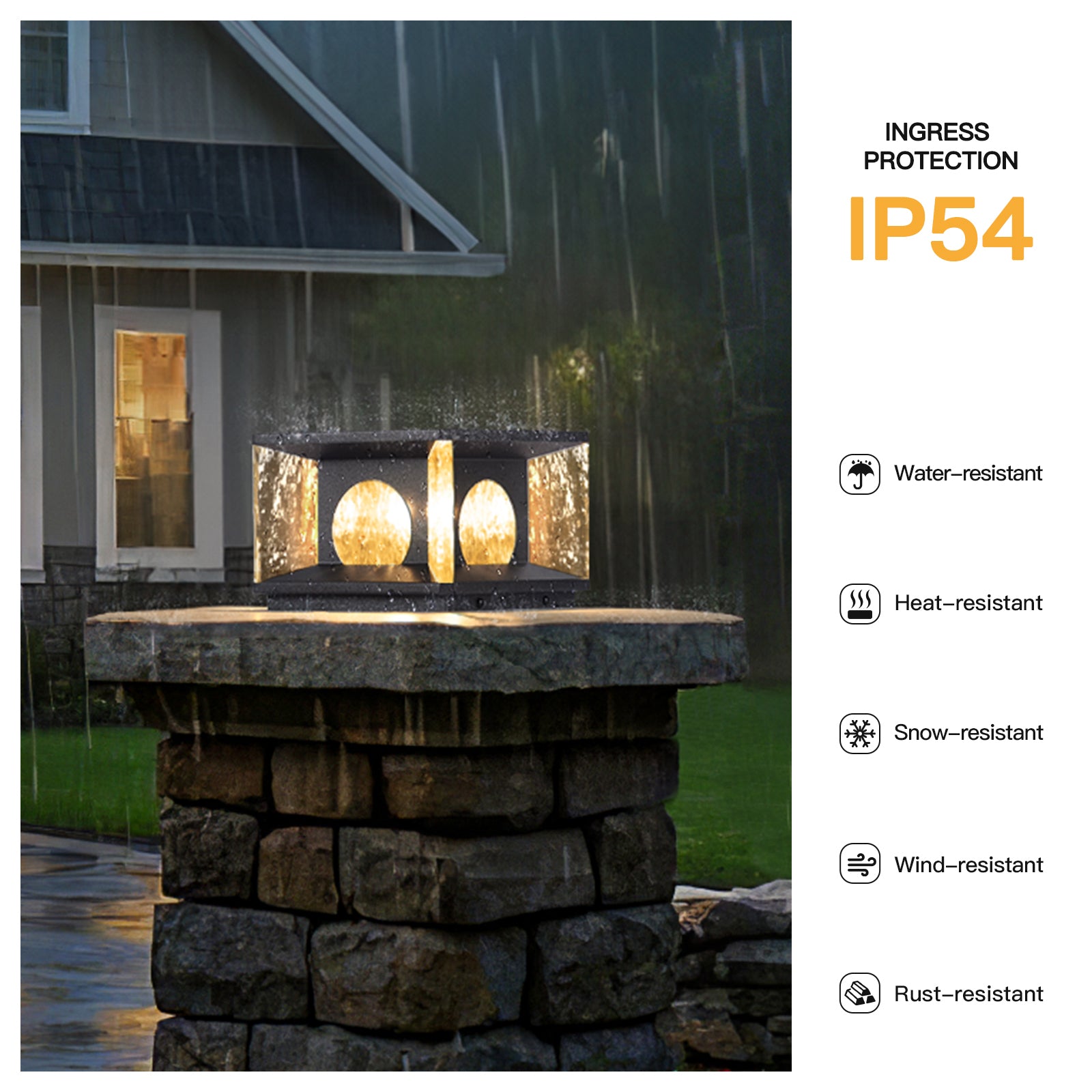 RIRZ LUCENT Solar Glass Post Light Modern Textured LED Outdoor Garden — 20cm 30cm
