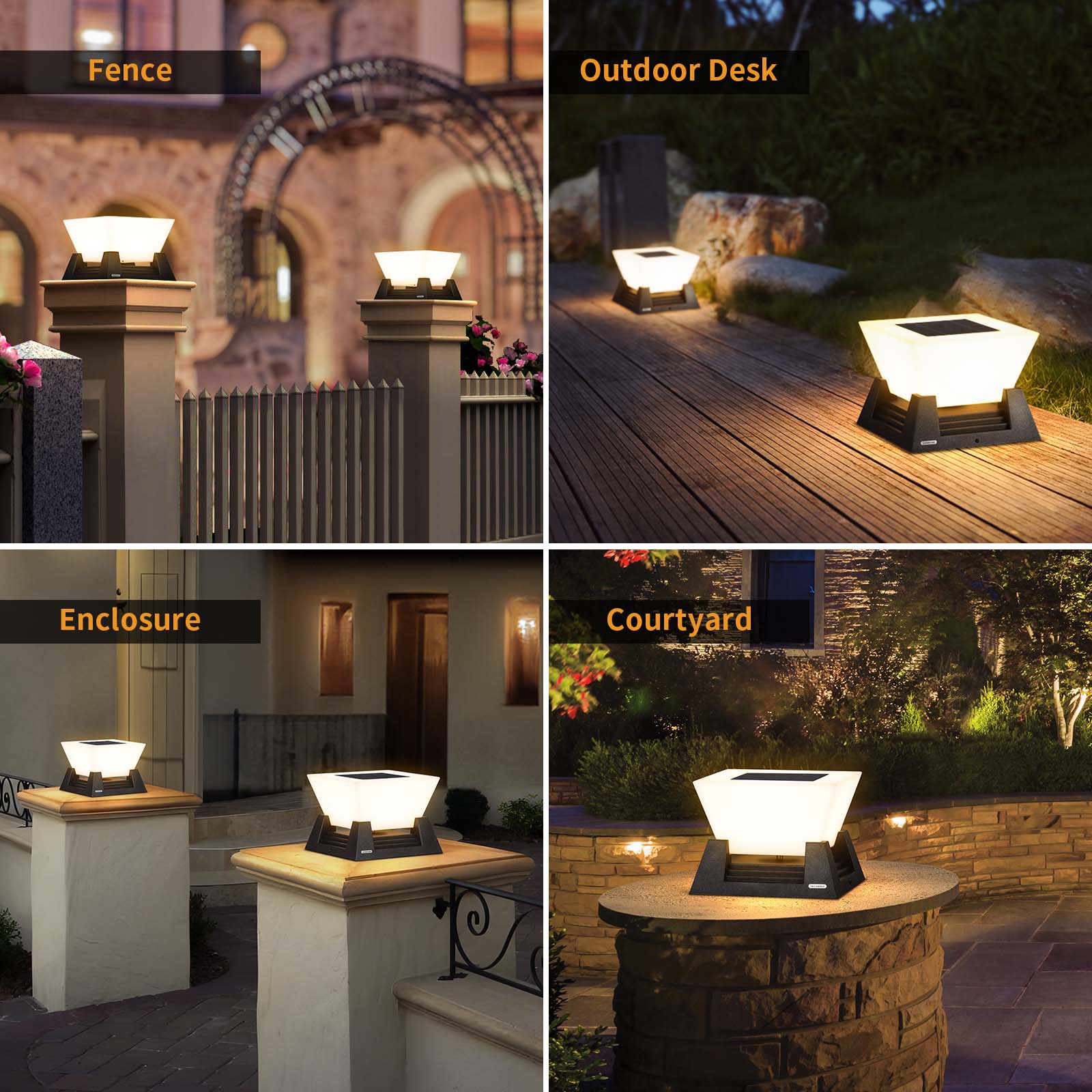 RIRZ NOVA Solar Post Light Modern Architectural LED Outdoor Pathway Garden — 28cm