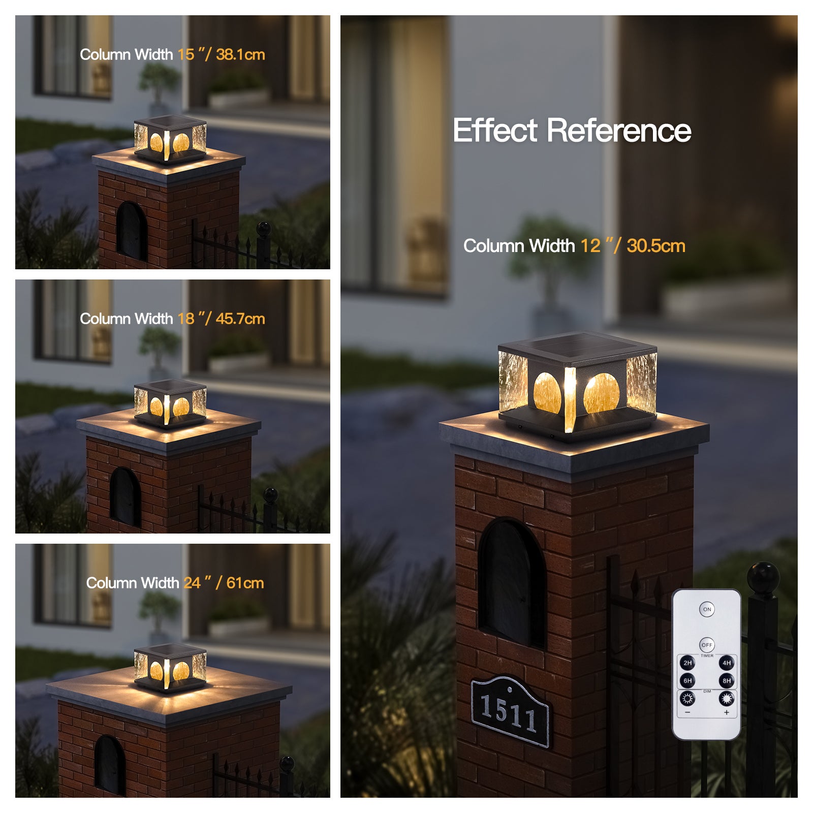 RIRZ LUCENT Solar Glass Post Light Modern Textured LED Outdoor Garden — 20cm 30cm