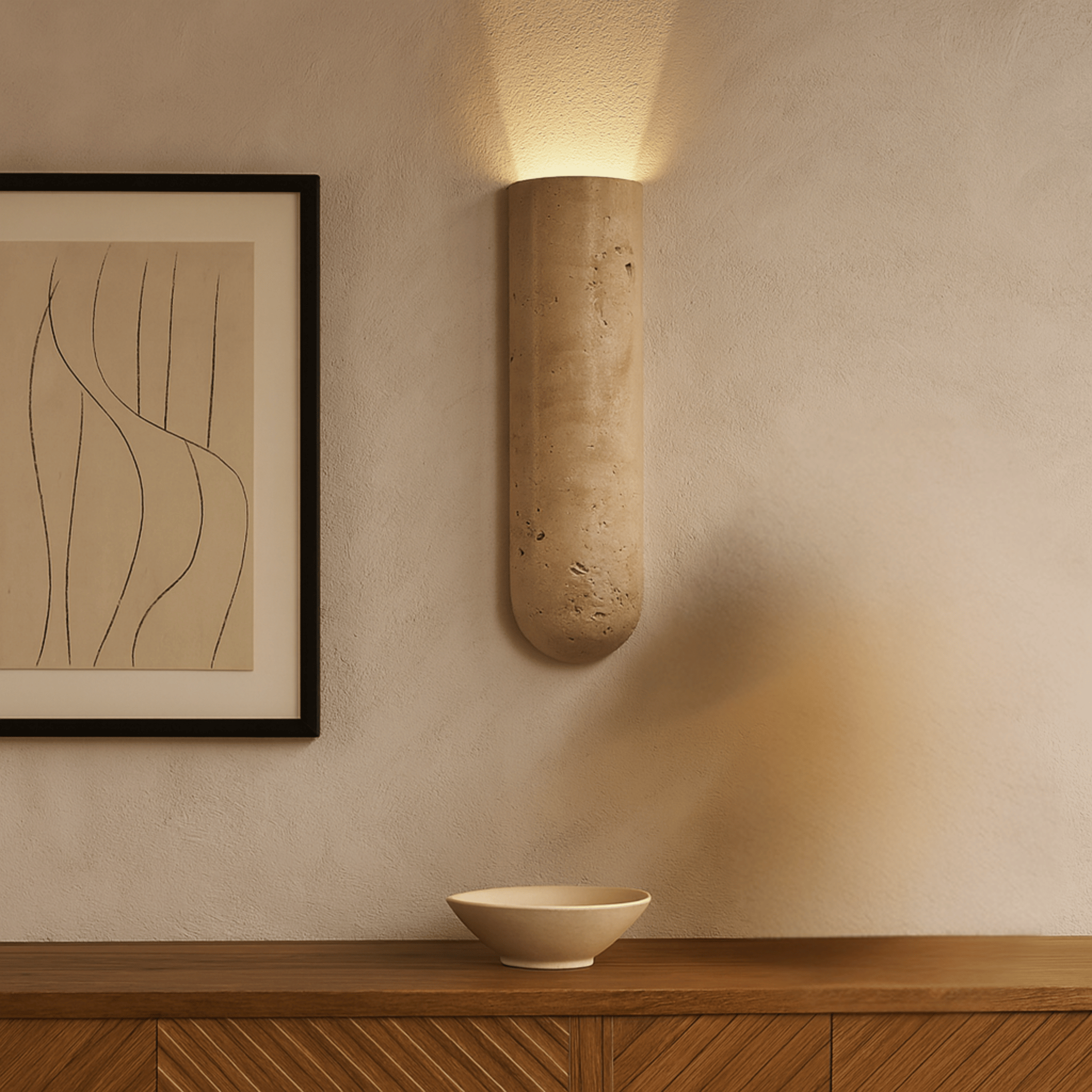 Lunara natural travertine LED wall lamp minimalist sconce bedroom living room