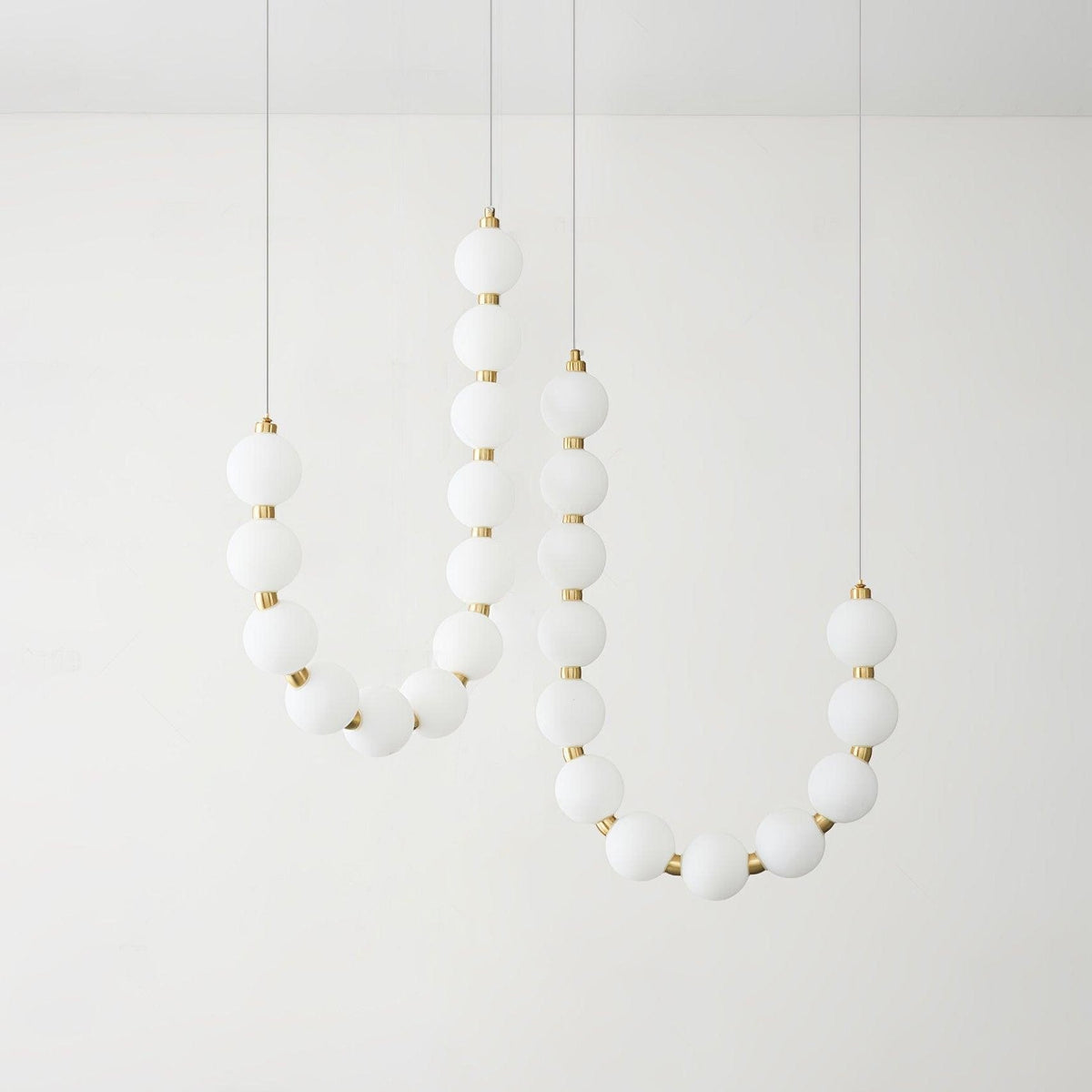 Acrylic Pearl Necklace Chandelier Brass Chrome Dimmable Bedroom Dining Room — 17 to 29 Inch
