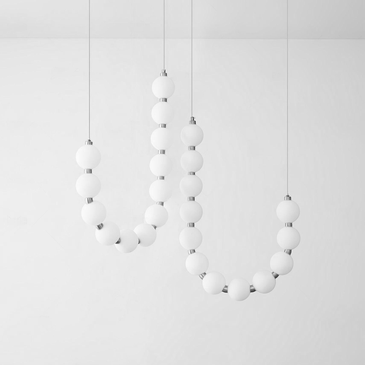 Acrylic Pearl Necklace Chandelier Brass Chrome Dimmable Bedroom Dining Room — 17 to 29 Inch