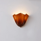 Petalia Glass Wall Sconce Art Deco LED Bedroom Living Room Hallway — Beige Green Brown Amber