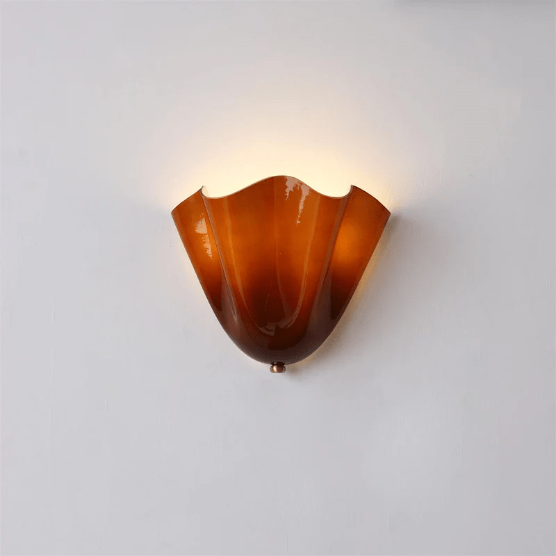 Petalia Glass Wall Sconce Art Deco LED Bedroom Living Room Hallway — Beige Green Brown Amber