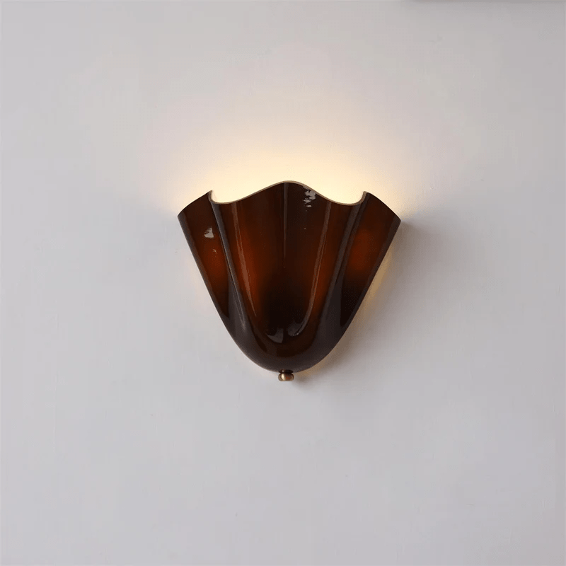 Petalia Glass Wall Sconce Art Deco LED Bedroom Living Room Hallway — Beige Green Brown Amber