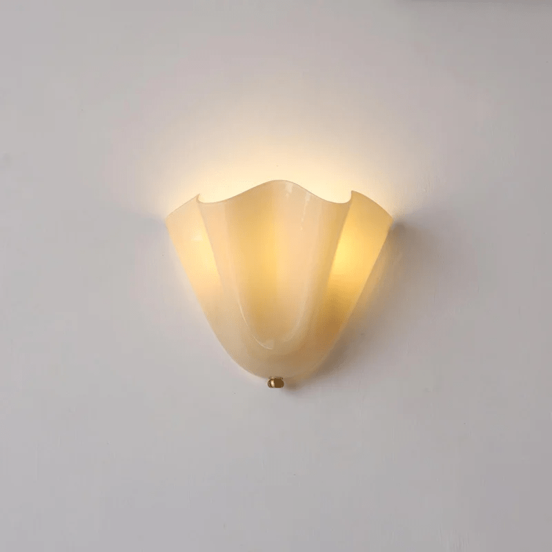 Petalia Glass Wall Sconce Art Deco LED Bedroom Living Room Hallway — Beige Green Brown Amber