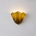 Petalia Glass Wall Sconce Art Deco LED Bedroom Living Room Hallway — Beige Green Brown Amber