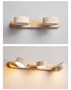 Travertine Duo LED Wall Light Natural Stone Dimmable Bedroom Living Room — 2 to 3 Lights
