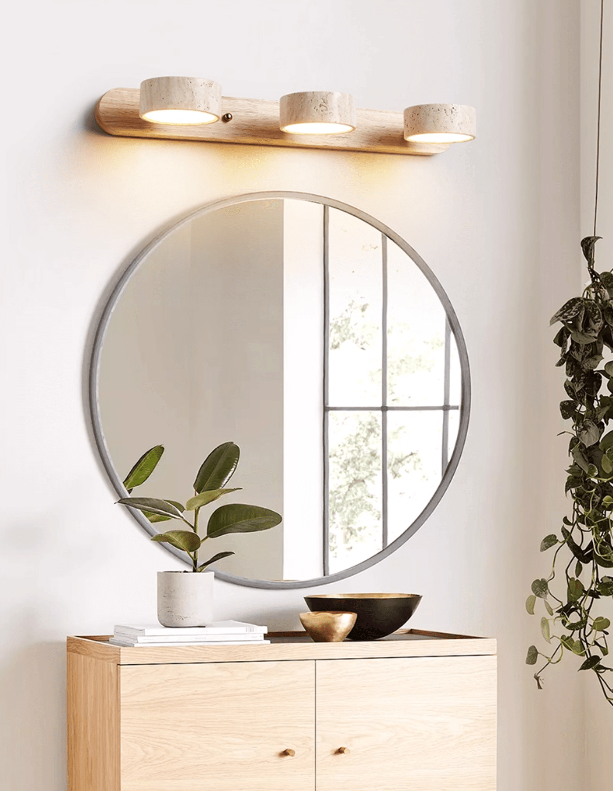 Travertine Duo LED Wall Light Natural Stone Dimmable Bedroom Living Room — 2 to 3 Lights