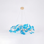 Acrylic Ginkgo Leaf Chandelier Gold Modern Dining Room Living Room — Royal Blue Green Coffee