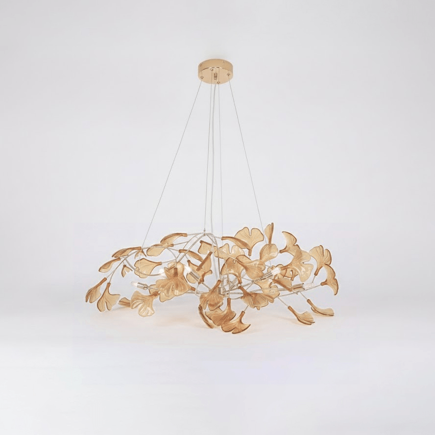 Acrylic Ginkgo Leaf Chandelier Gold Modern Dining Room Living Room — Royal Blue Green Coffee
