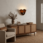 Petalia Glass Wall Sconce Art Deco LED Bedroom Living Room Hallway — Beige Green Brown Amber