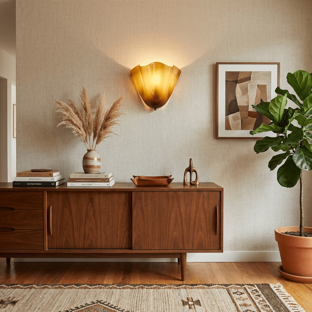 Petalia Glass Wall Sconce Art Deco LED Bedroom Living Room Hallway — Beige Green Brown Amber