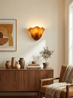 Petalia Glass Wall Sconce Art Deco LED Bedroom Living Room Hallway — Beige Green Brown Amber