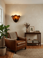 Petalia Glass Wall Sconce Art Deco LED Bedroom Living Room Hallway — Beige Green Brown Amber