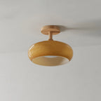 Valentina Flush Mount Ceiling Light Cup Minimalist Wood/Glass White/Orange