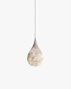 Alabaster Raindrop Pendant Light Natural Stone Teardrop LED Warm White Dining Bedroom — Brass Hardware