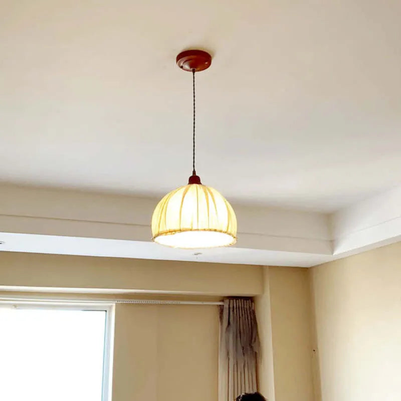 Haloa Vintage Pendant Light Beige, Fabric