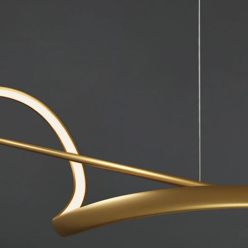 Zelin Pendant Light Wave Minimalist Designer, Metal, Brass/Black