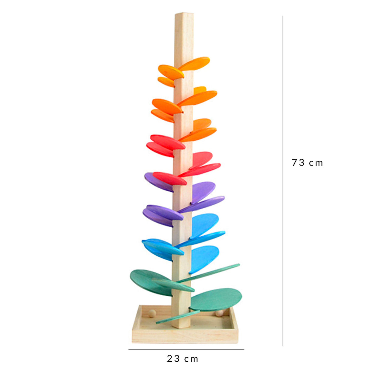 Large Wooden Marble Sound Rainbow Tree Run ( COLOURED WOODEN BALLS)