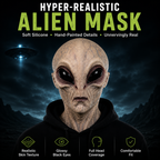 Hyper-realistic alien full head Halloween mask, product photo 1