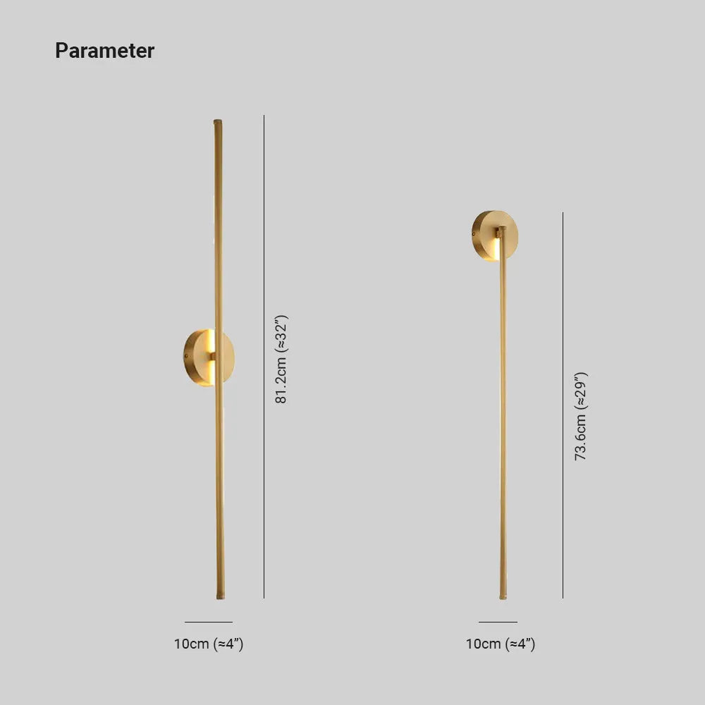 Fauro Modern Linear Metal & Silica Gel Wall-Mounted Lamps, Gold