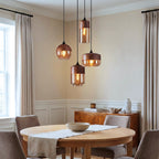 Wood Color Glass LED Pendant Lamp Minimalist Dining Room Bedroom Kitchen — 4 Styles