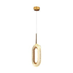 Gold Geometric Pendant Light LED 3-Step Dimming Oval Round Teardrop Bedroom Dining Room — 1 to 2 Lights