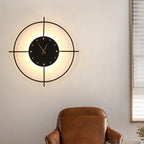 Glint Modern Round Wall Clock Lamp – Gold & Black