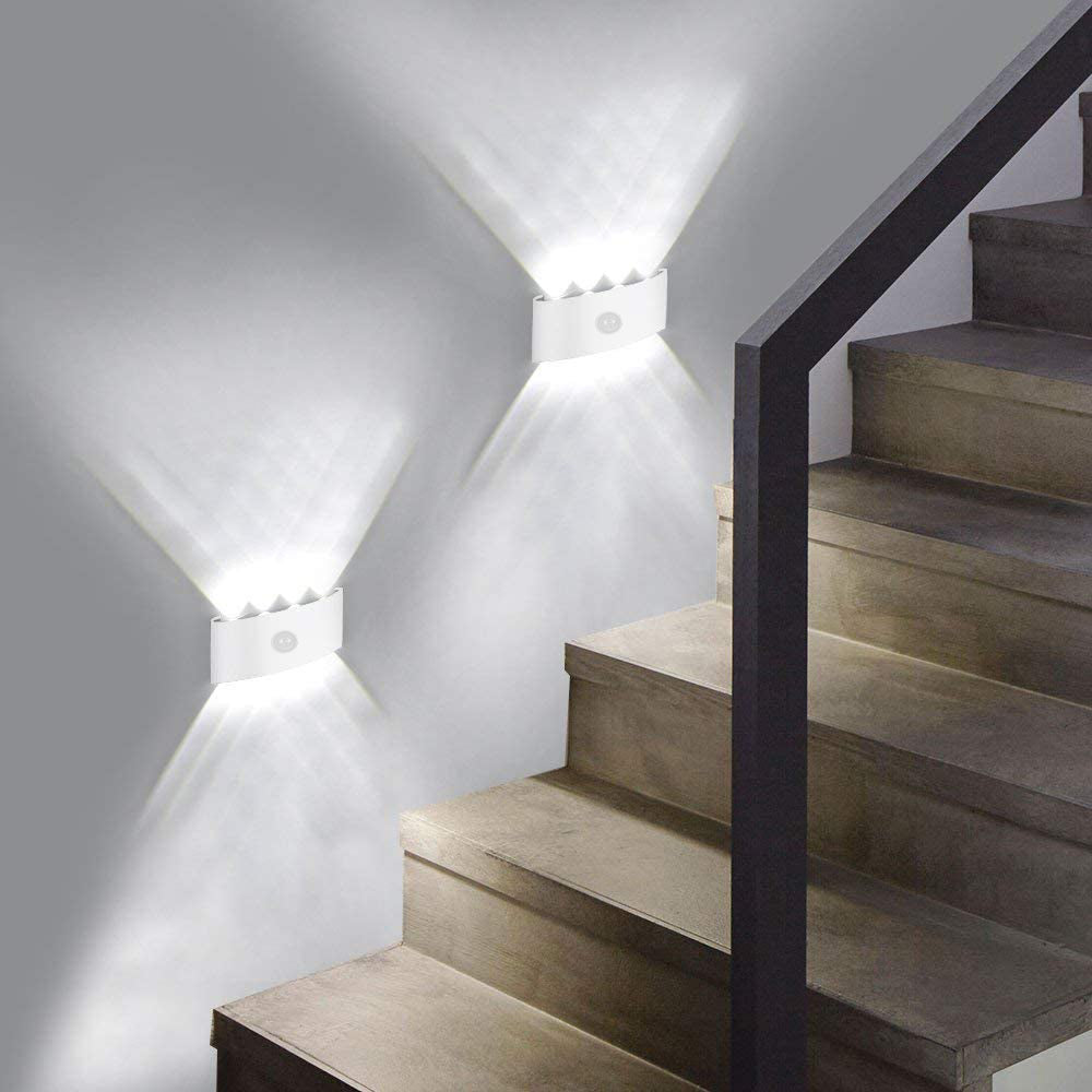 Ray Modern Minimalist Metal LED Wall Lamp with Up and Down Lighting, Black/White