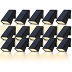 Solar Down Light Wall Sconce Waterproof Black Modern LED Outdoor — Sets of 2 to 10